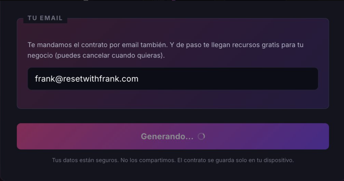 Contrato IA generando el contrato de servicio mientras la inteligencia artificial trabaja