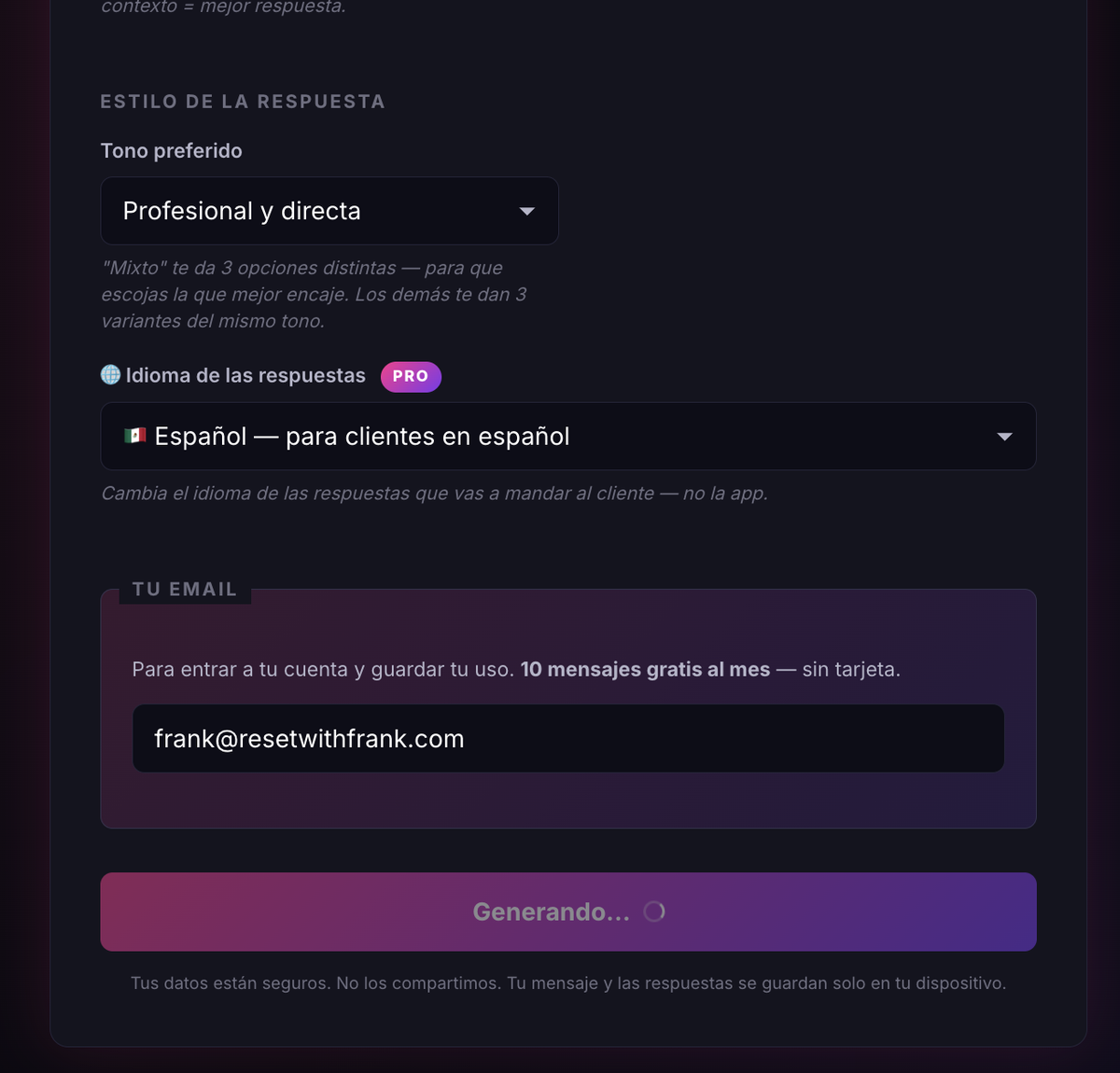 Mensajes IA generando las respuestas para el cliente